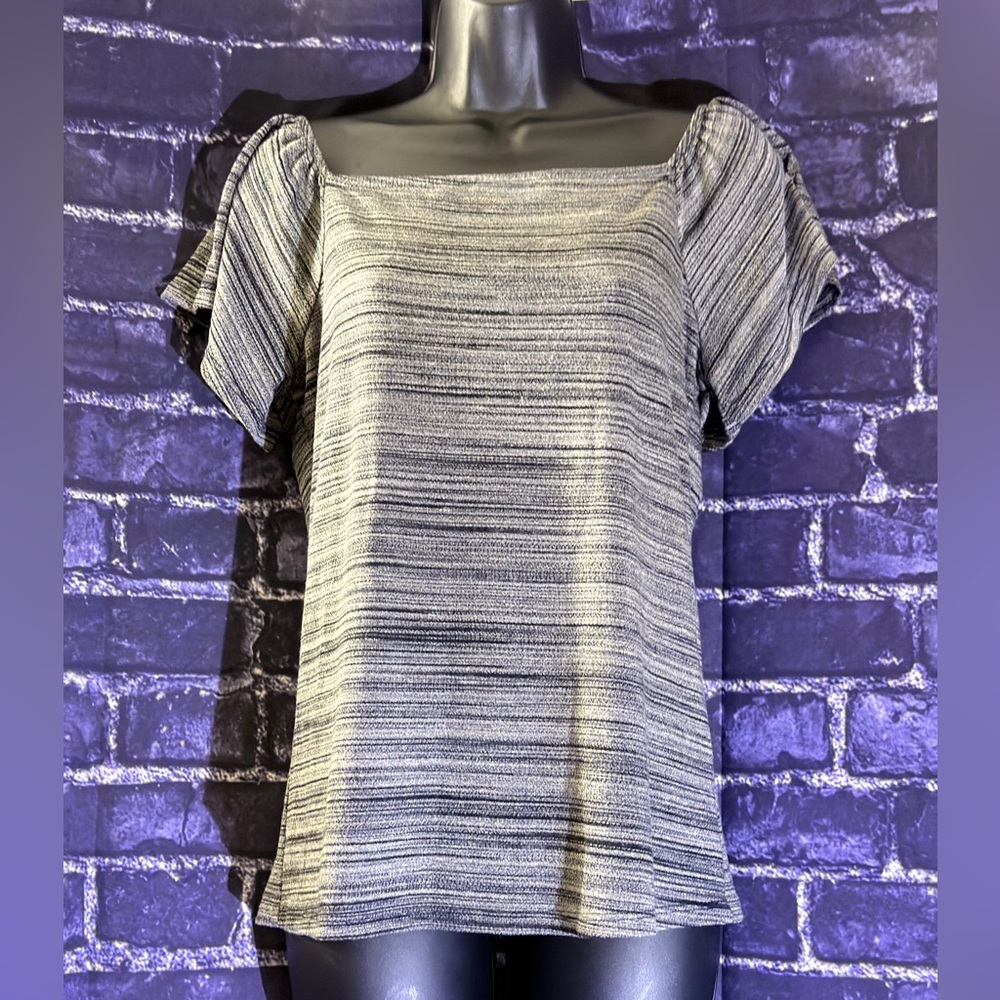 Alya Black and Gray Striped Blouse